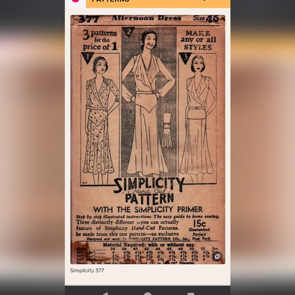 SOLD Antique 1920s Simplicity Dress Sewing Pattern 370 Three Styles Simplicity - Picture 6 of 6
